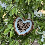 a heart shaped insect house hanging on a tree at Havendale Accessible Holiday Cottage